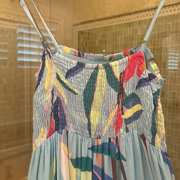 Oliphant Smocked Back Blue Botanica Maxi Dress; Size XS - Picture 6 of 7